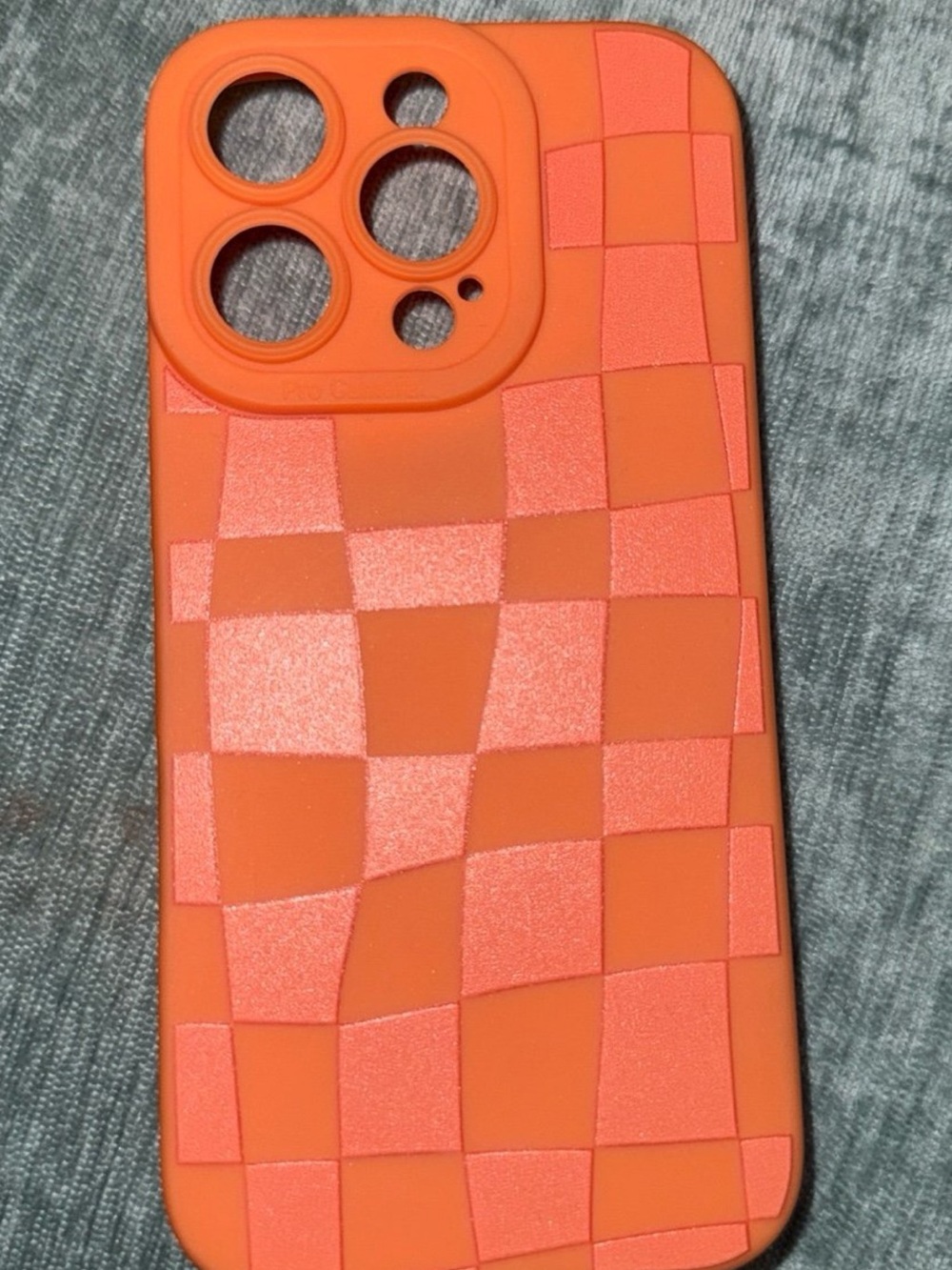 Amazon Orange Checkered Silicone Phone Case for iPhone 16 Pro